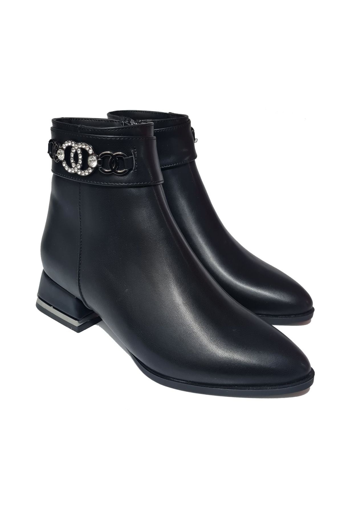 Kısa Topuklu Taşlı Aksesuarlı Kadın Bot 573301-z - Görsel 3