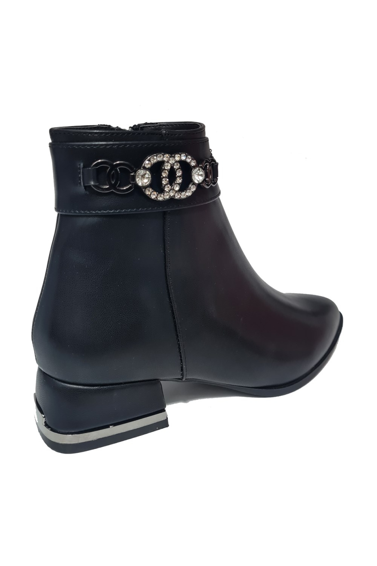 Kısa Topuklu Taşlı Aksesuarlı Kadın Bot 573301-z - Görsel 4