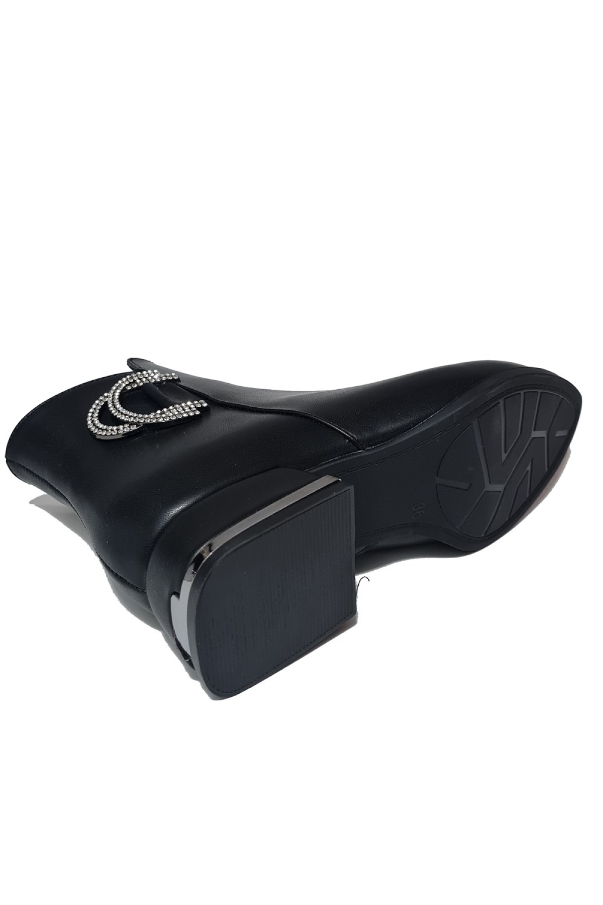 Kısa Topuklu CC Taşlı Aksesuarlı Kadın Bot 573300-z - Görsel 5