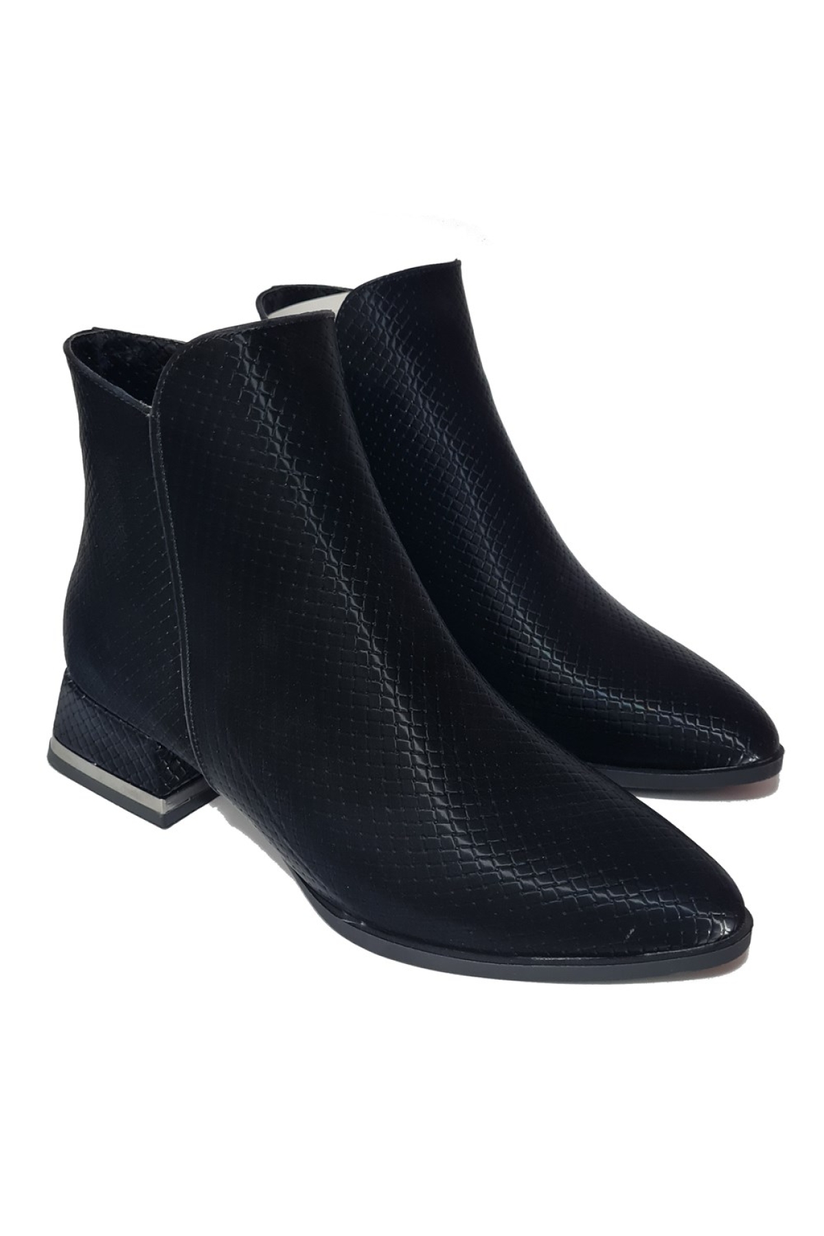 Kısa Topuklu Baklava Desenli Kadın Bot 573309-z - Görsel 3