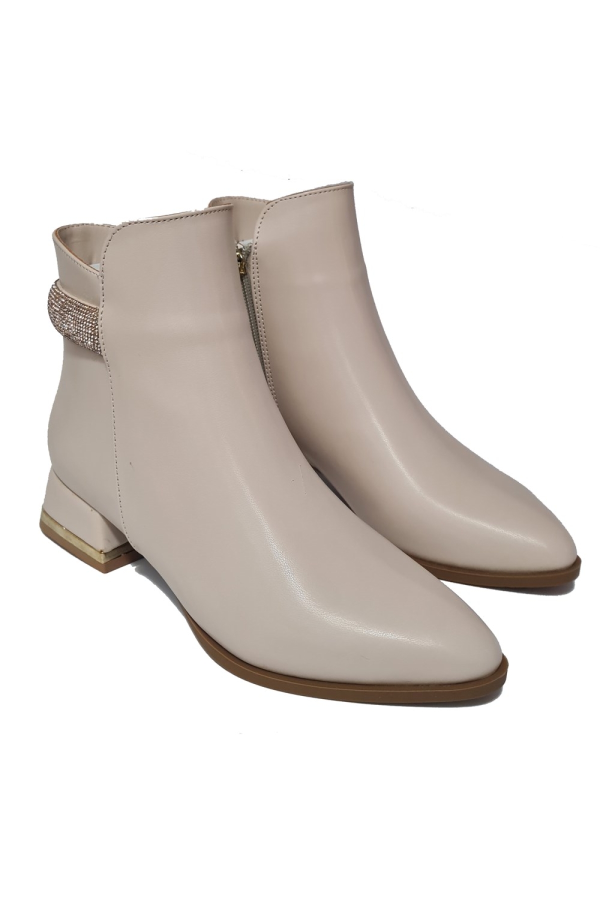 Kısa Topuklu Arkadan Taşlı Aksesuarlı Kadın Bot 573305-z - Görsel 3