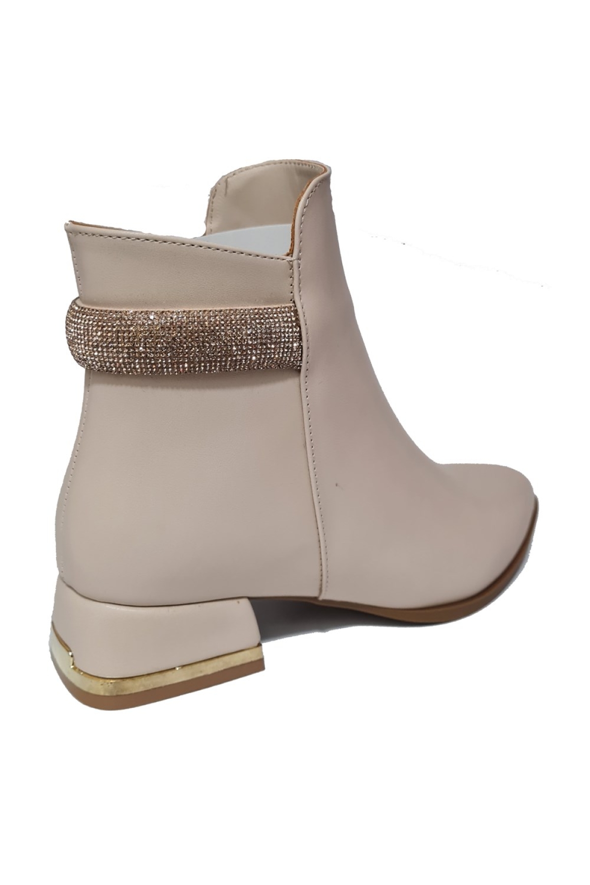 Kısa Topuklu Arkadan Taşlı Aksesuarlı Kadın Bot 573305-z - Görsel 4