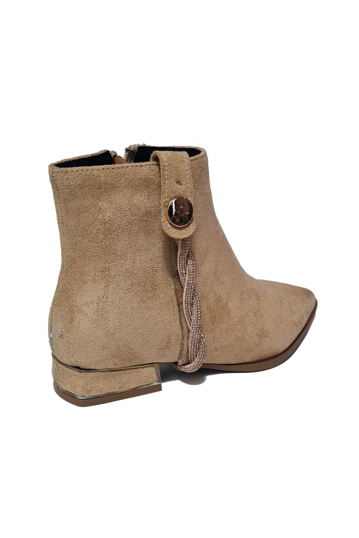 Yan Düğüm Taşlı Kısa Topuklu Kadın Bot 248119 - Görsel 4