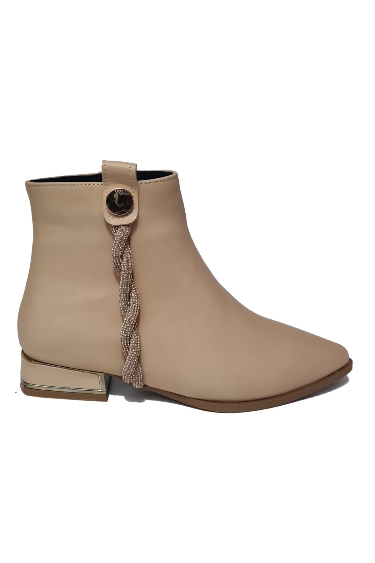 Yan Düğüm Taşlı Kısa Topuklu Kadın Bot 248119 - Görsel 2
