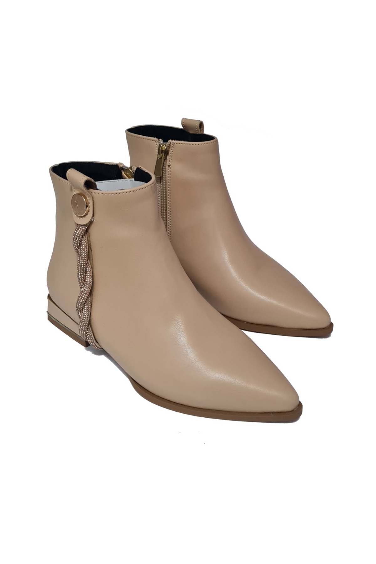Yan Düğüm Taşlı Kısa Topuklu Kadın Bot 248119 - Görsel 3