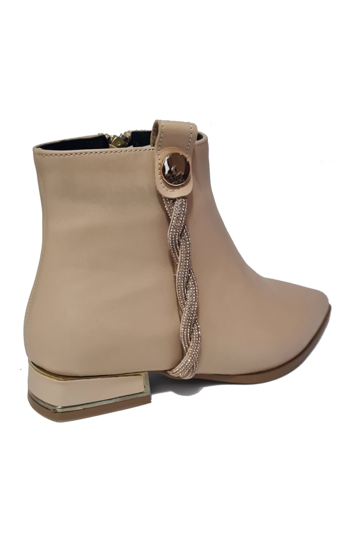 Yan Düğüm Taşlı Kısa Topuklu Kadın Bot 248119 - Görsel 4