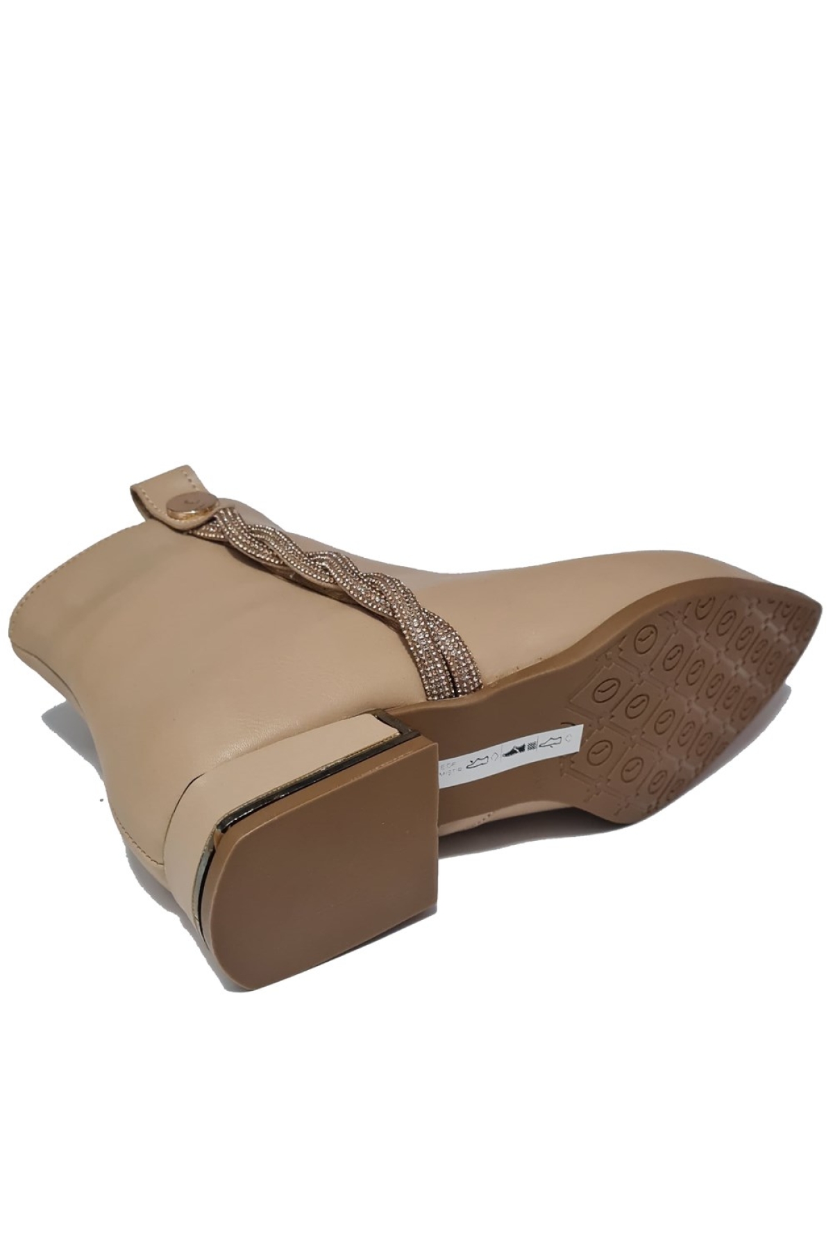 Yan Düğüm Taşlı Kısa Topuklu Kadın Bot 248119 - Görsel 5