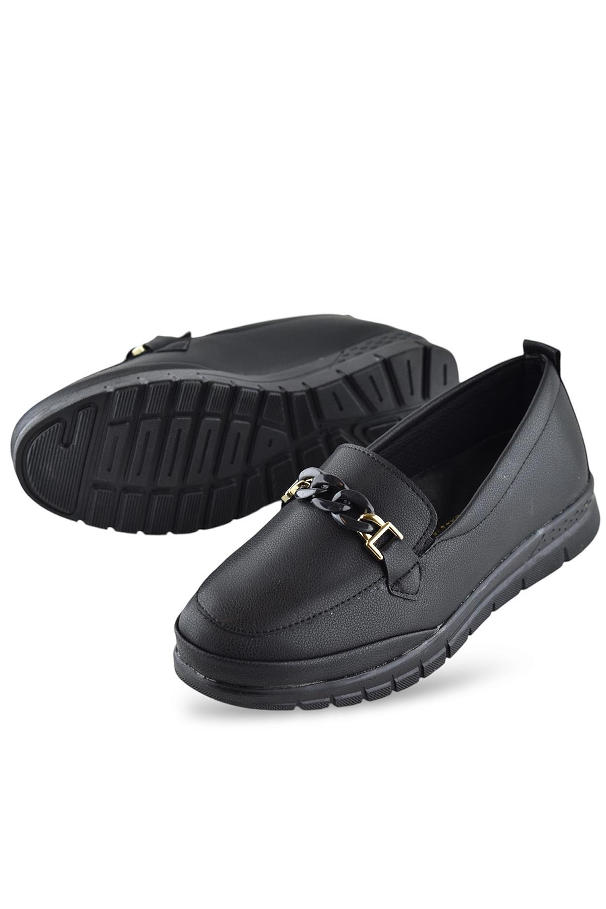 0244 Tokalı Rahat Ortopedik Taban Günlük Kadın Ayakkabı Babet Kadın Kışlık Ayakkabı - Görsel 2