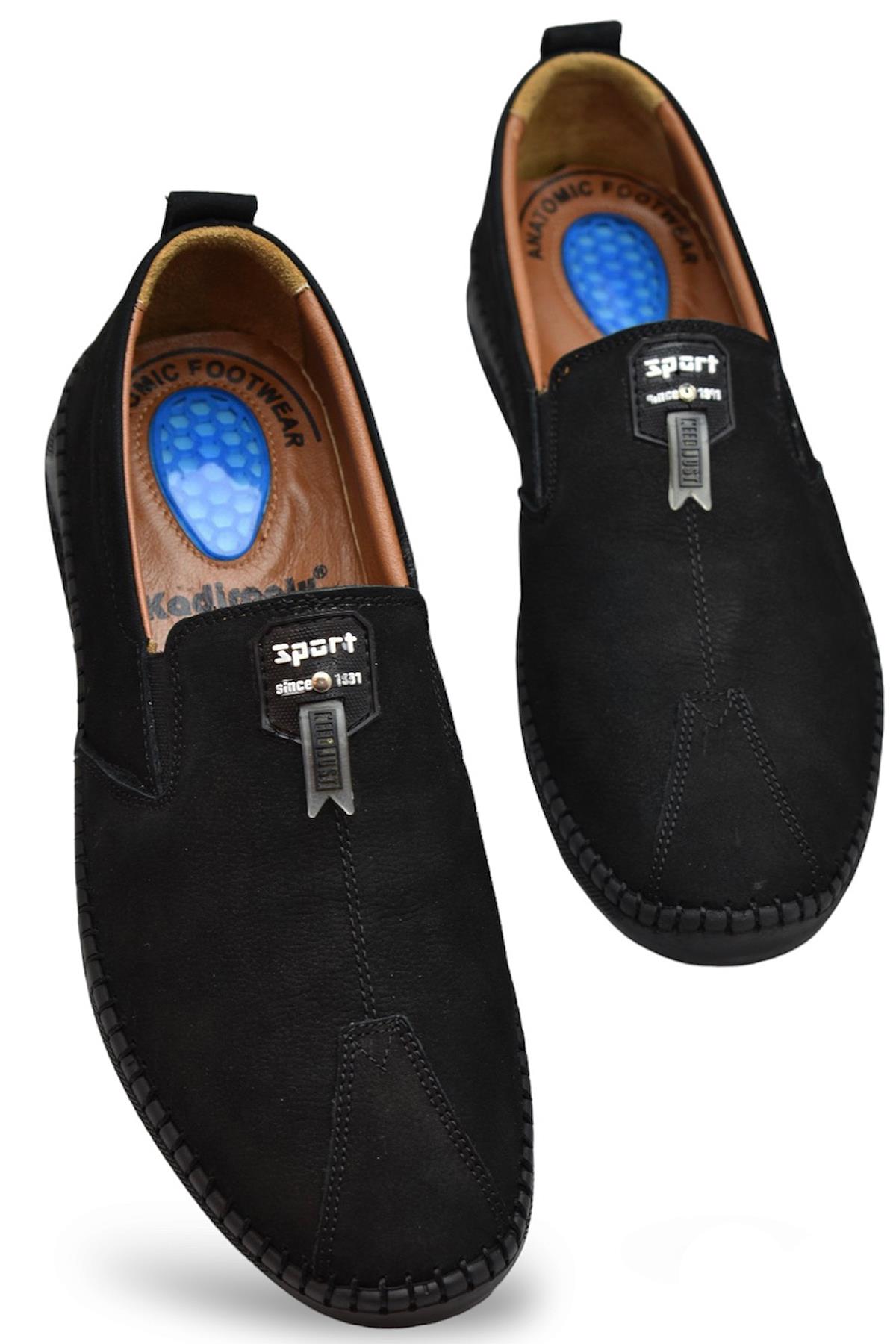 066 Tam Ortopedik Taban Hakiki Deri Nubuk Erkek Ayakkabı Günlük Erkek Ayakkabı Topuk Jelli - Görsel 2