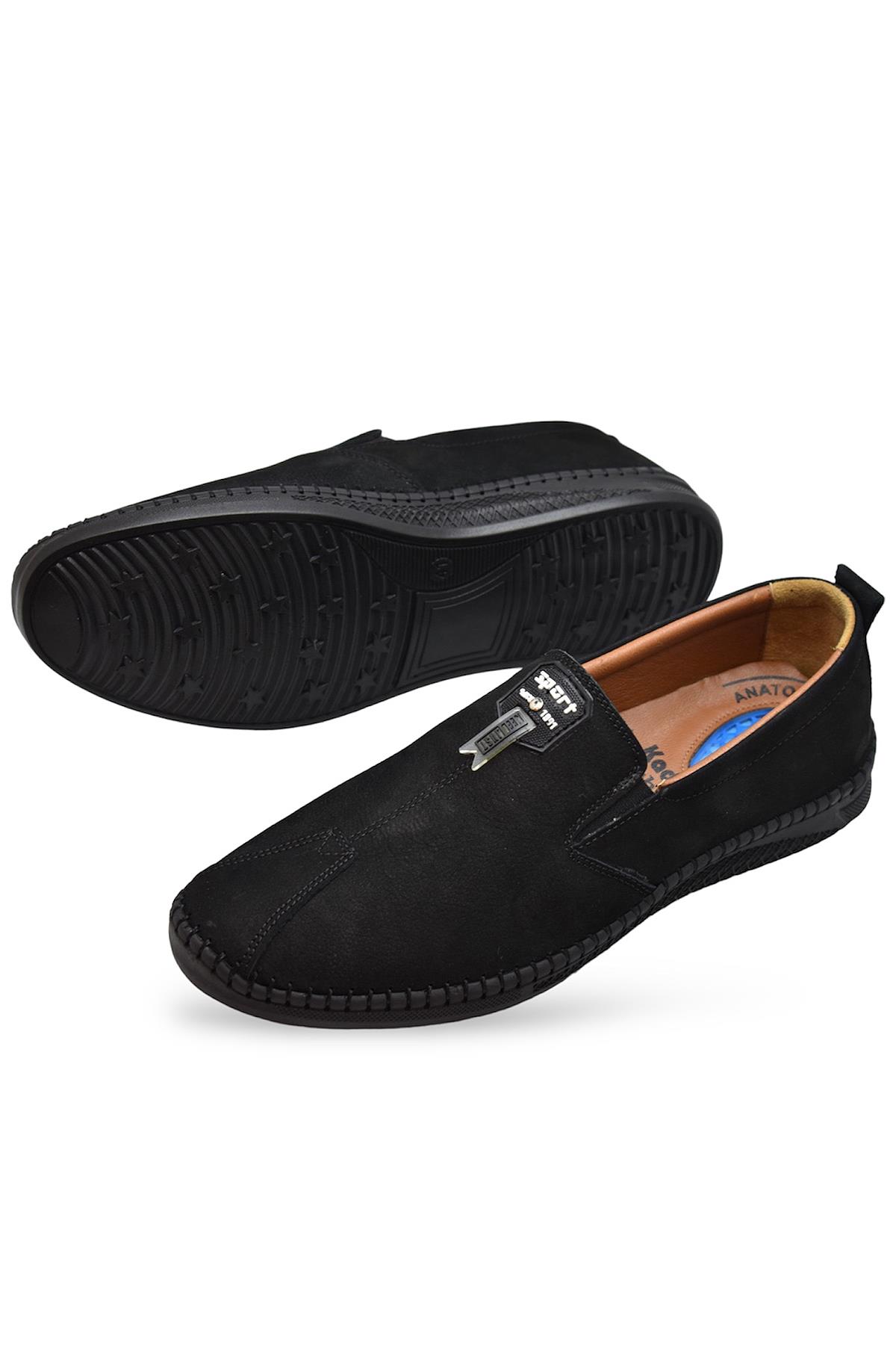 066 Tam Ortopedik Taban Hakiki Deri Nubuk Erkek Ayakkabı Günlük Erkek Ayakkabı Topuk Jelli - Görsel 3