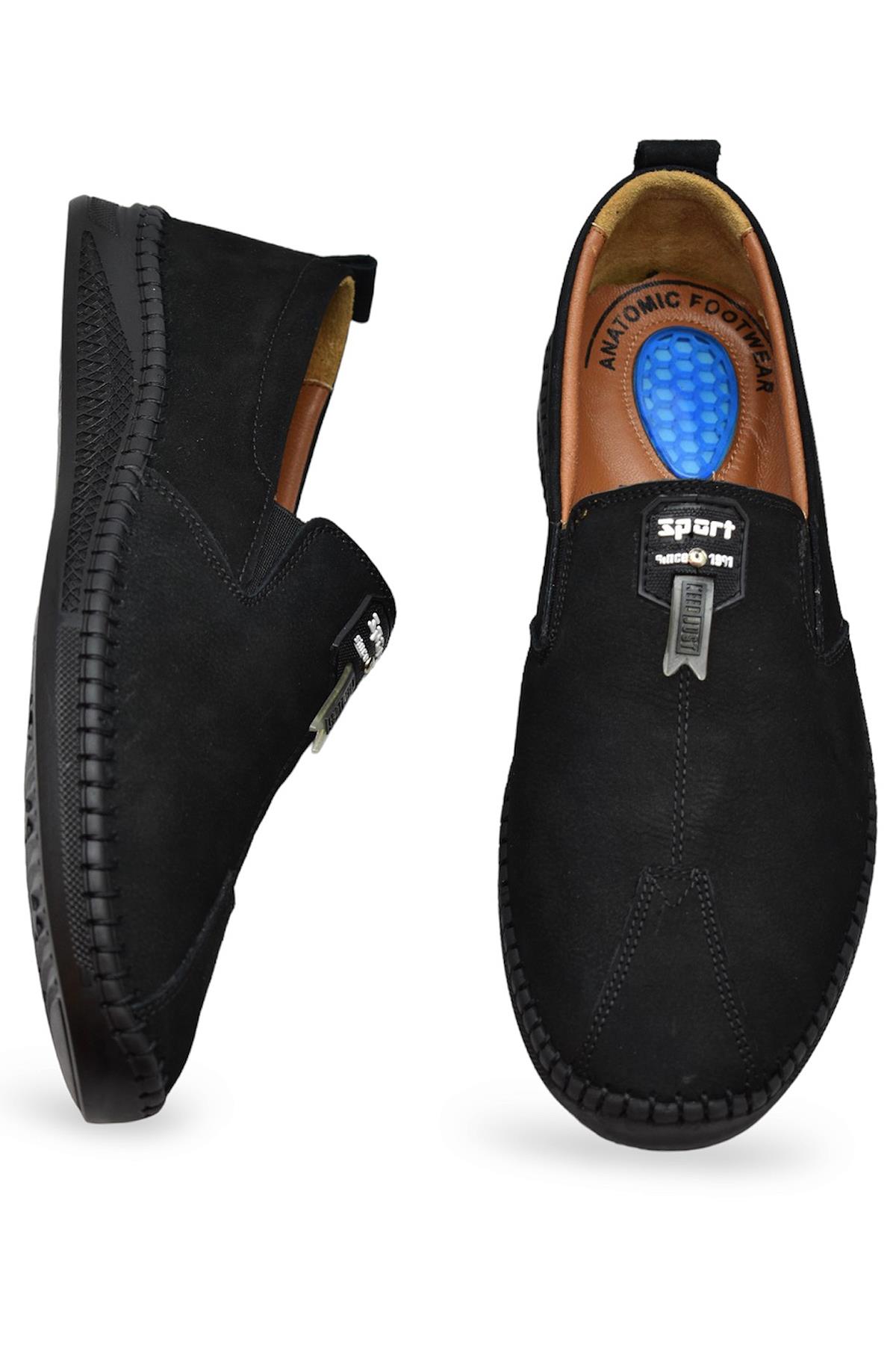 066 Tam Ortopedik Taban Hakiki Deri Nubuk Erkek Ayakkabı Günlük Erkek Ayakkabı Topuk Jelli - Görsel 4