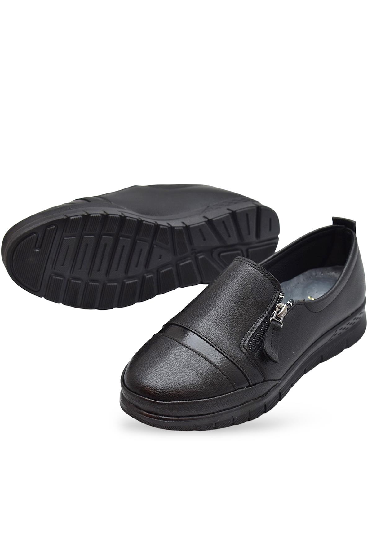 0243 Fermuarlı Rahat Ortopedik Taban Günlük Kadın Ayakkabı Babet Kadın Kışlık Ayakkabı - Görsel 3