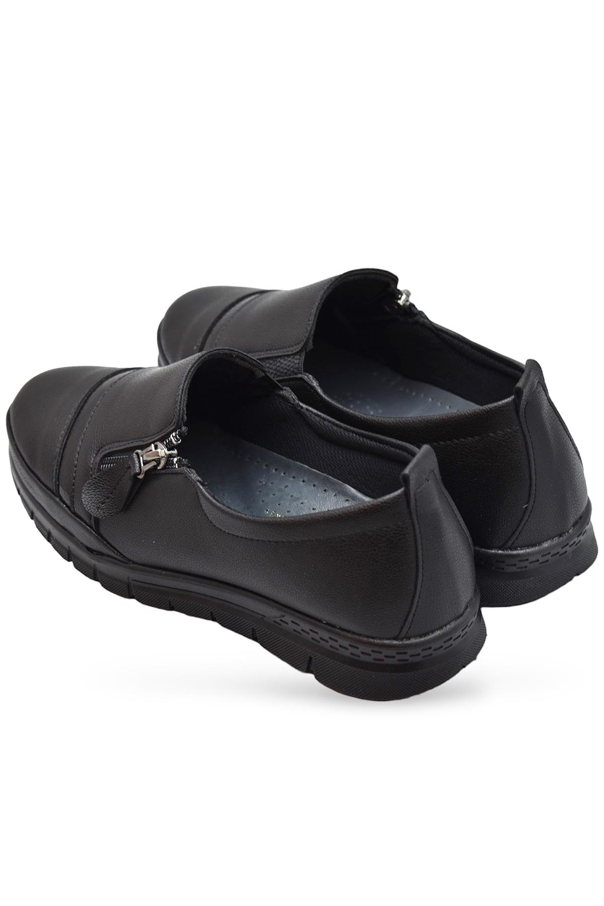 0243 Fermuarlı Rahat Ortopedik Taban Günlük Kadın Ayakkabı Babet Kadın Kışlık Ayakkabı - Görsel 5