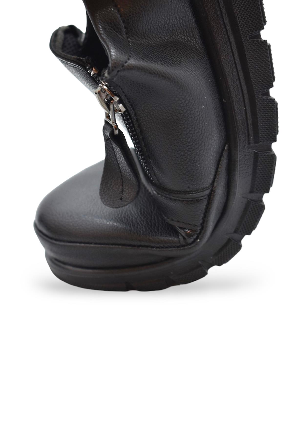 0243 Fermuarlı Rahat Ortopedik Taban Günlük Kadın Ayakkabı Babet Kadın Kışlık Ayakkabı - Görsel 6