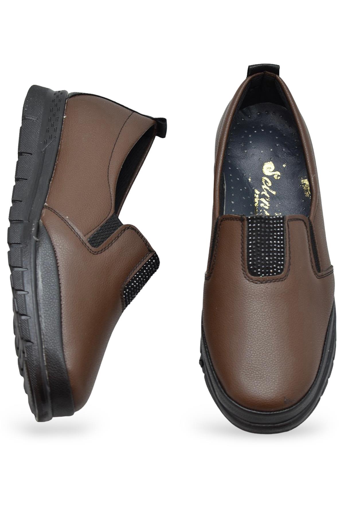 0240 Taşlı Rahat Ortopedik Taban Günlük Kadın Ayakkabı Babet Kadın Kışlık Ayakkabı - Görsel 3