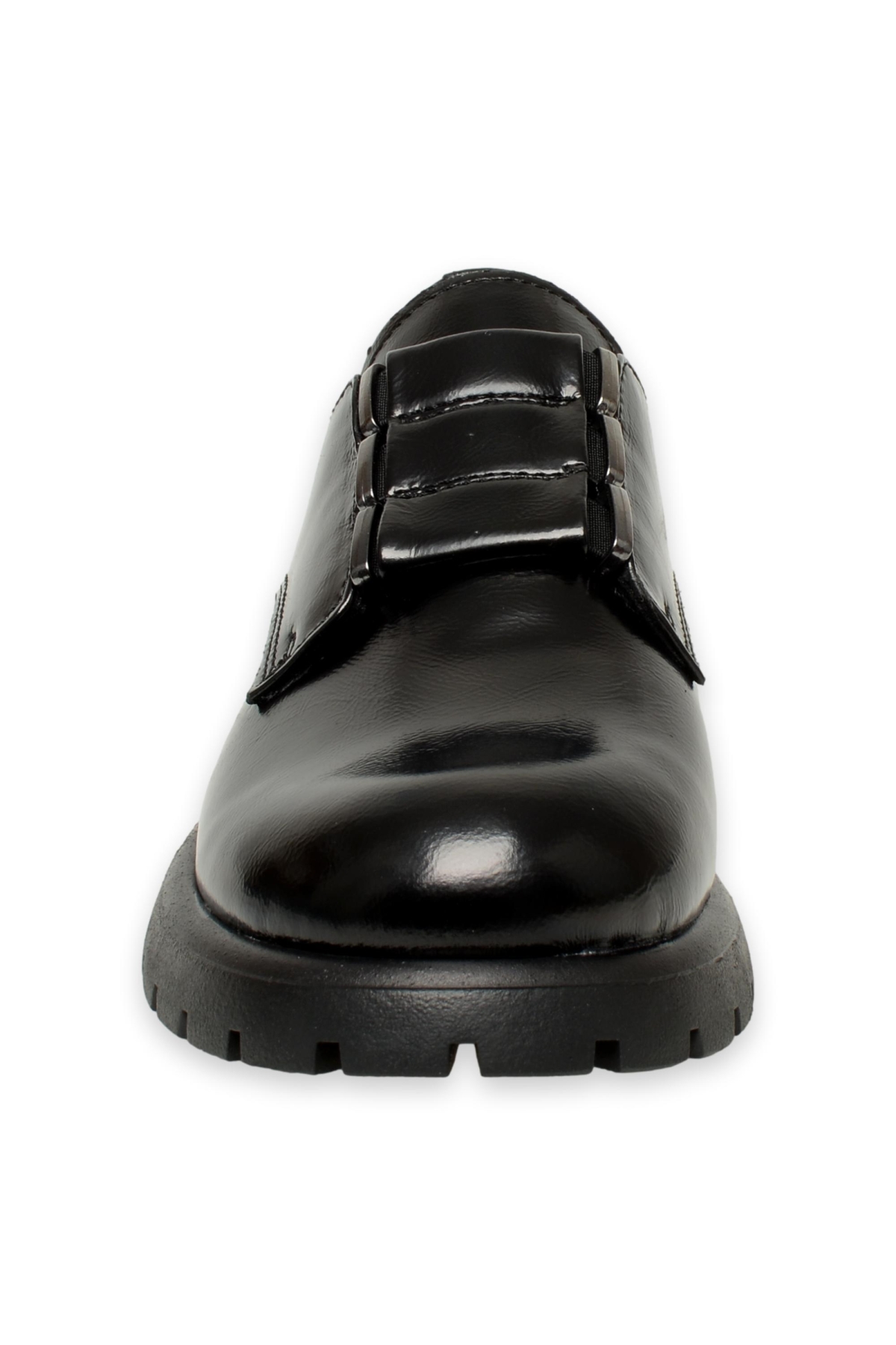 D24Ka-505 Günlük Deri Siyah Rugan Kadın Ayakkabı - Görsel 4