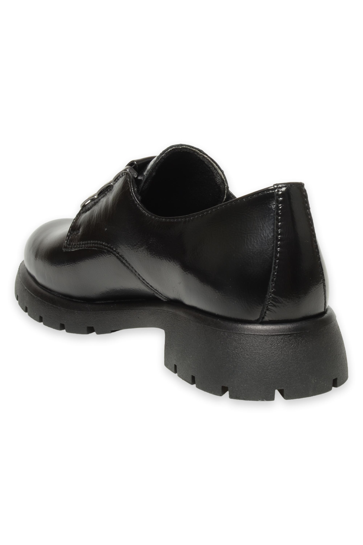 D24Ka-505 Günlük Deri Siyah Rugan Kadın Ayakkabı - Görsel 5