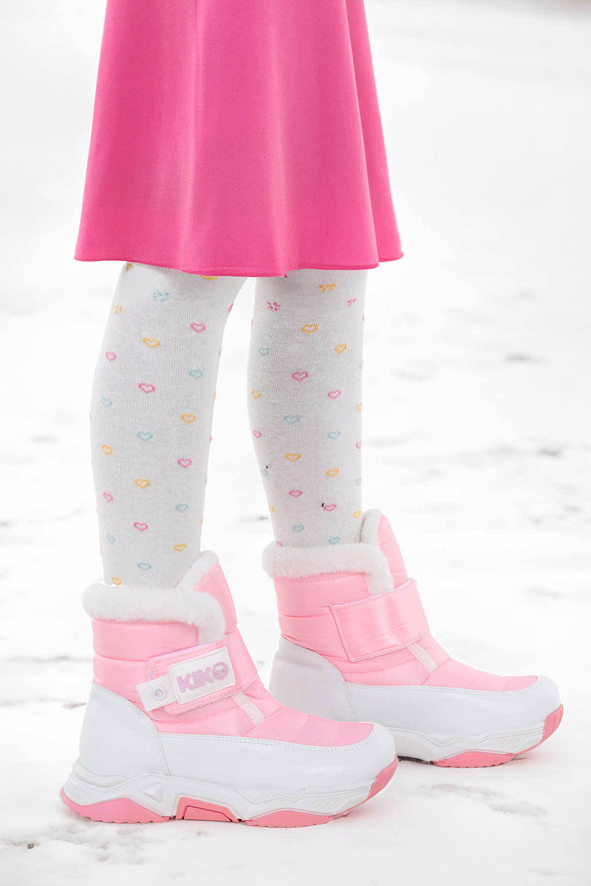 Magic Cırtlı Kız Çocuk Kar Botu Pembe - Beyaz - Görsel 2