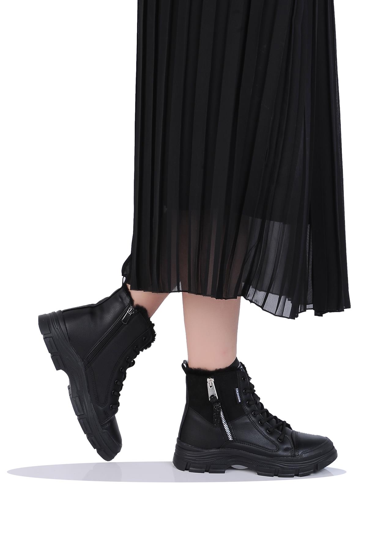 Mp 242-2246Zn Kadın Kürklü Kışlık Düz Bot - Görsel 2