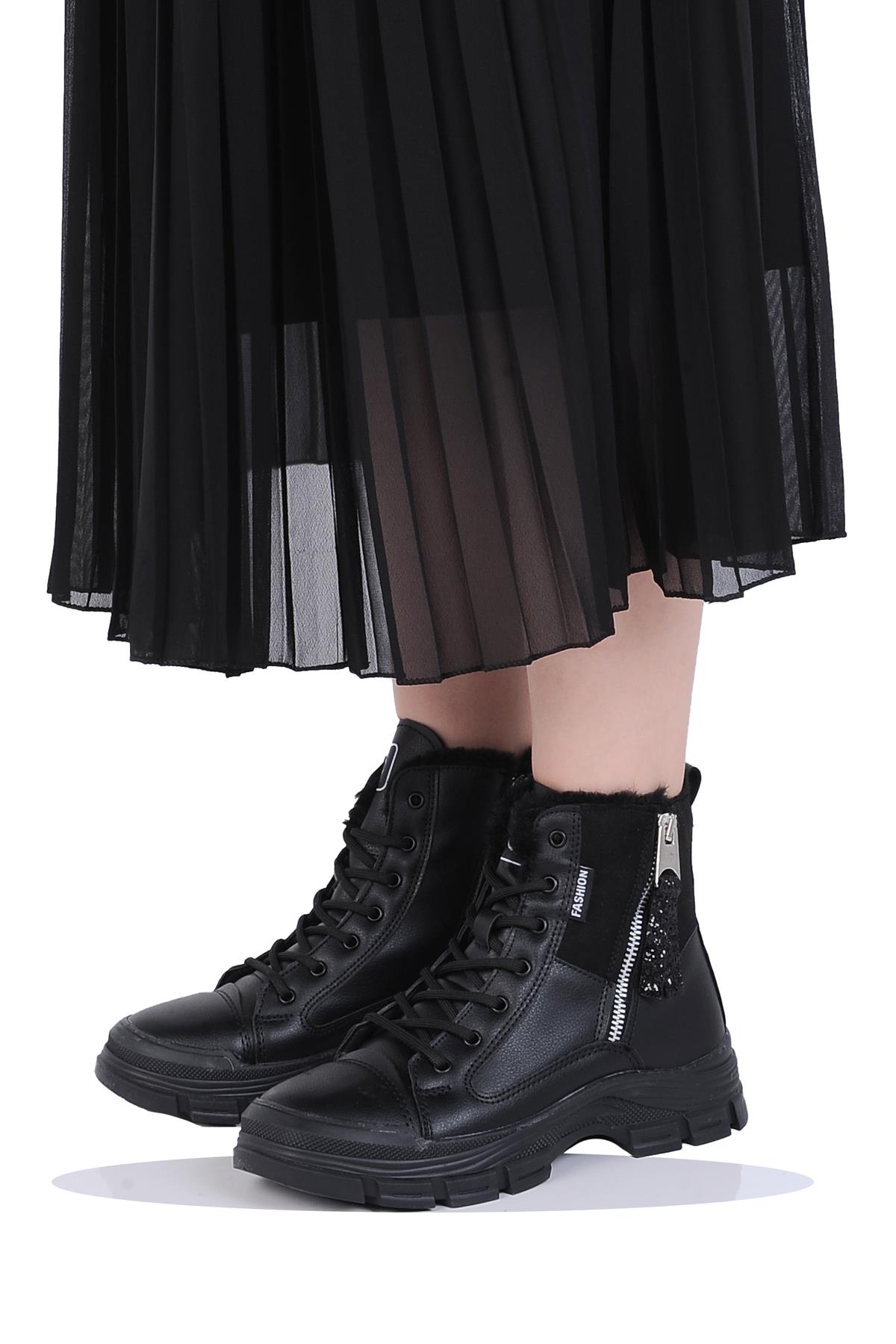 Mp 242-2246Zn Kadın Kürklü Kışlık Düz Bot - Görsel 3