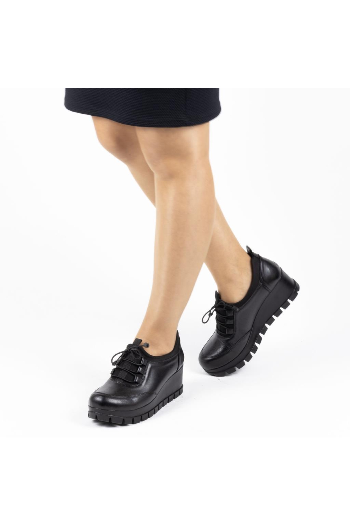 Ahd 8082 Hakiki Deri Dolgu Topuk Kadın Günlük Ayakkabı - Görsel 2