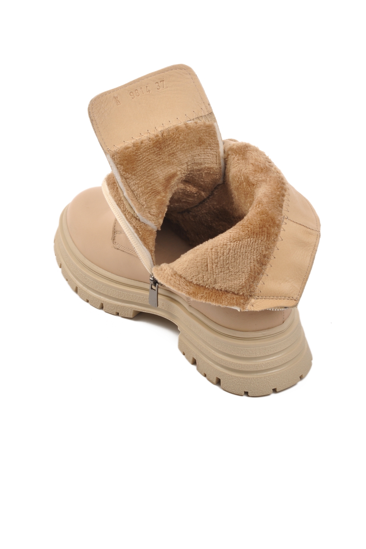 9814 Bej İçi Kürklü Hakiki Deri Kadın Bot - Görsel 5