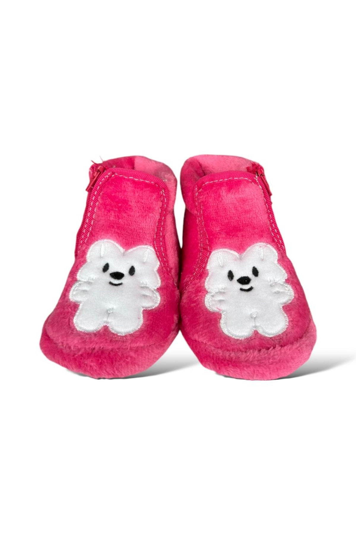 Fermuarlı Çocuk Panduf Ev Pandufu Ev Ayakkabısı Ev Botu Kreş Okul Ayakkabısı PEMBE - Görsel 3