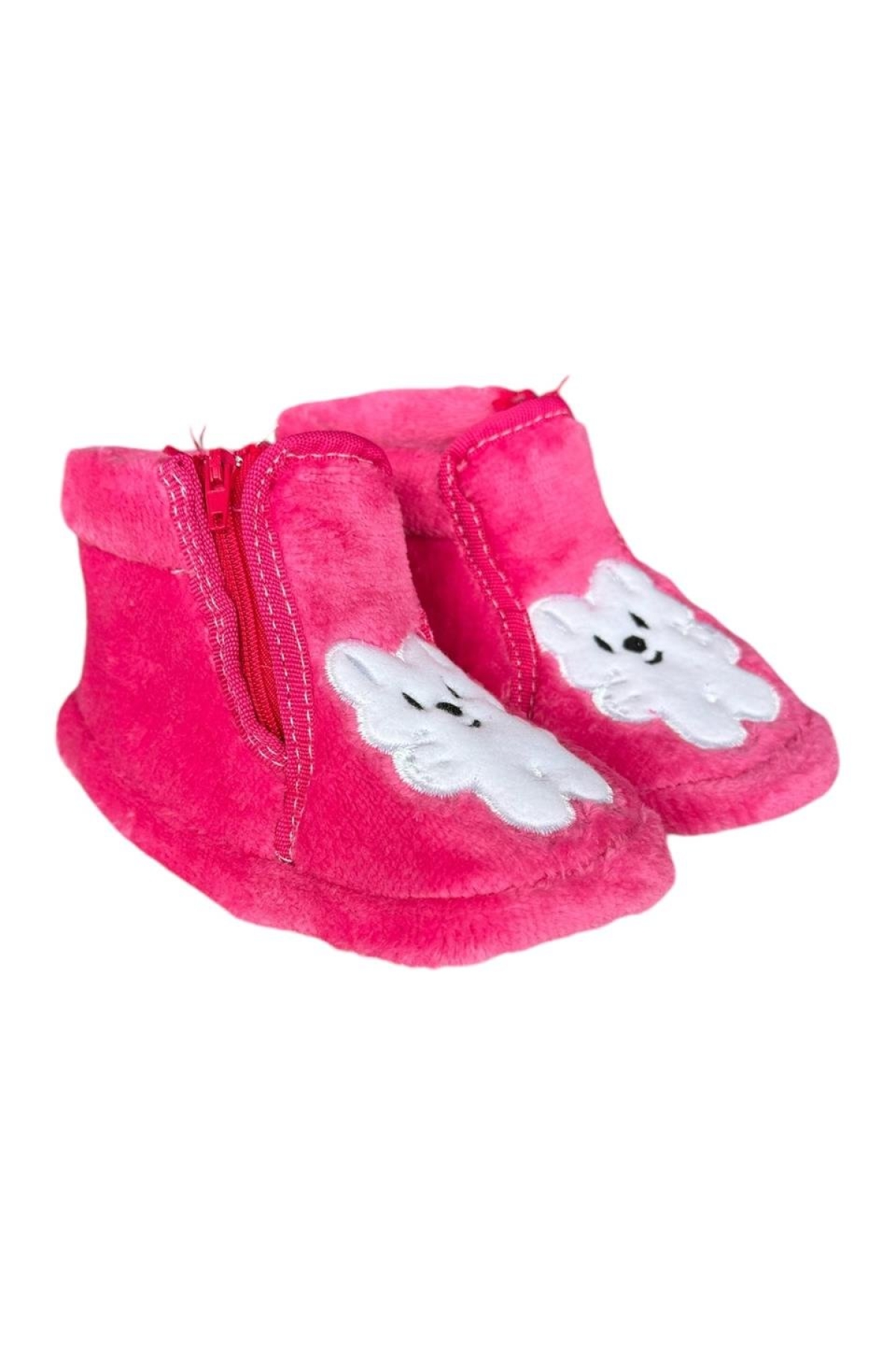 Fermuarlı Çocuk Panduf Ev Pandufu Ev Ayakkabısı Ev Botu Kreş Okul Ayakkabısı PEMBE - Görsel 5