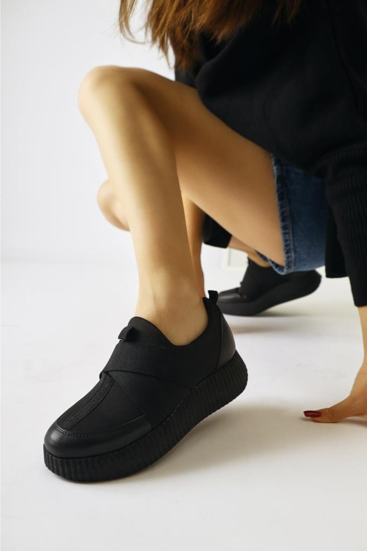 Fendii 02994 Bağcıksız Yüksek Taban Kadın Spor Ayakkabı - Görsel 2