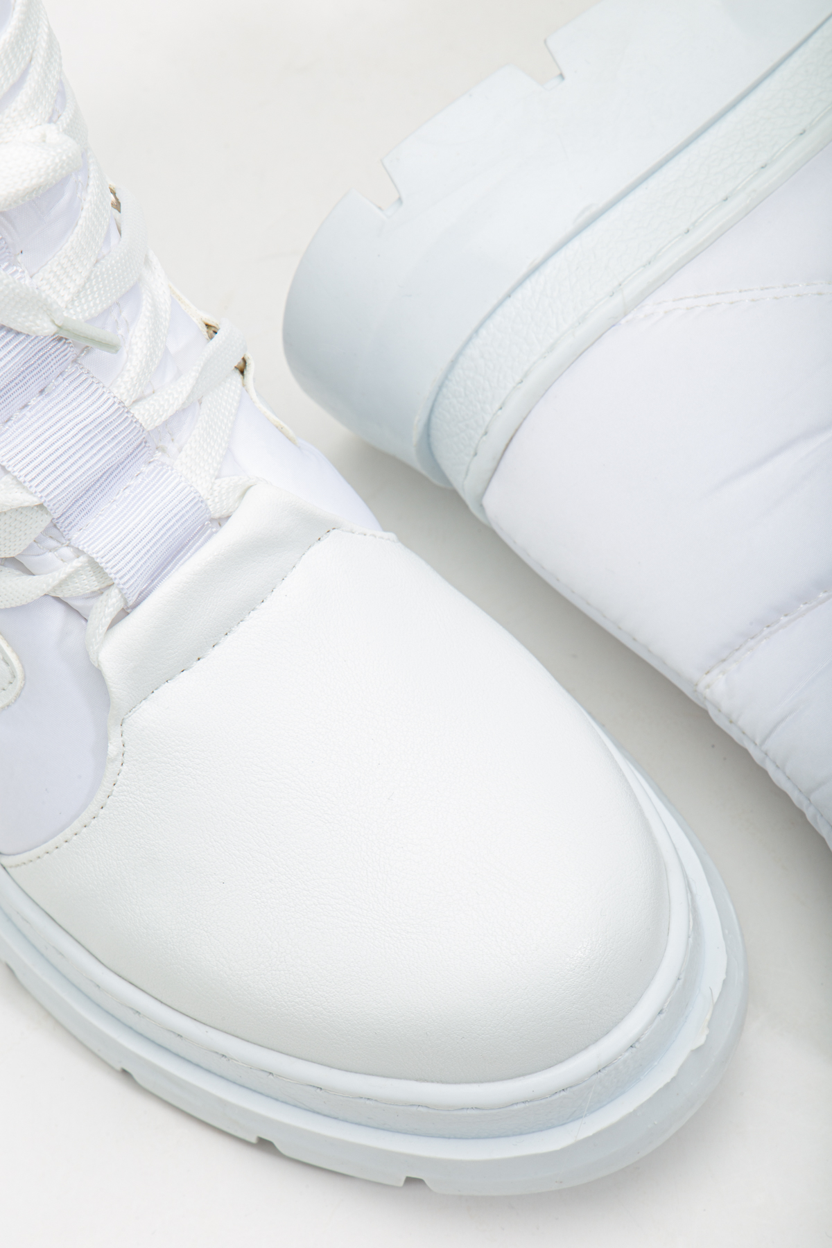 Kadın Beyaz Kalın Termo Taban Bağcıklı Kar Botu - Görsel 5