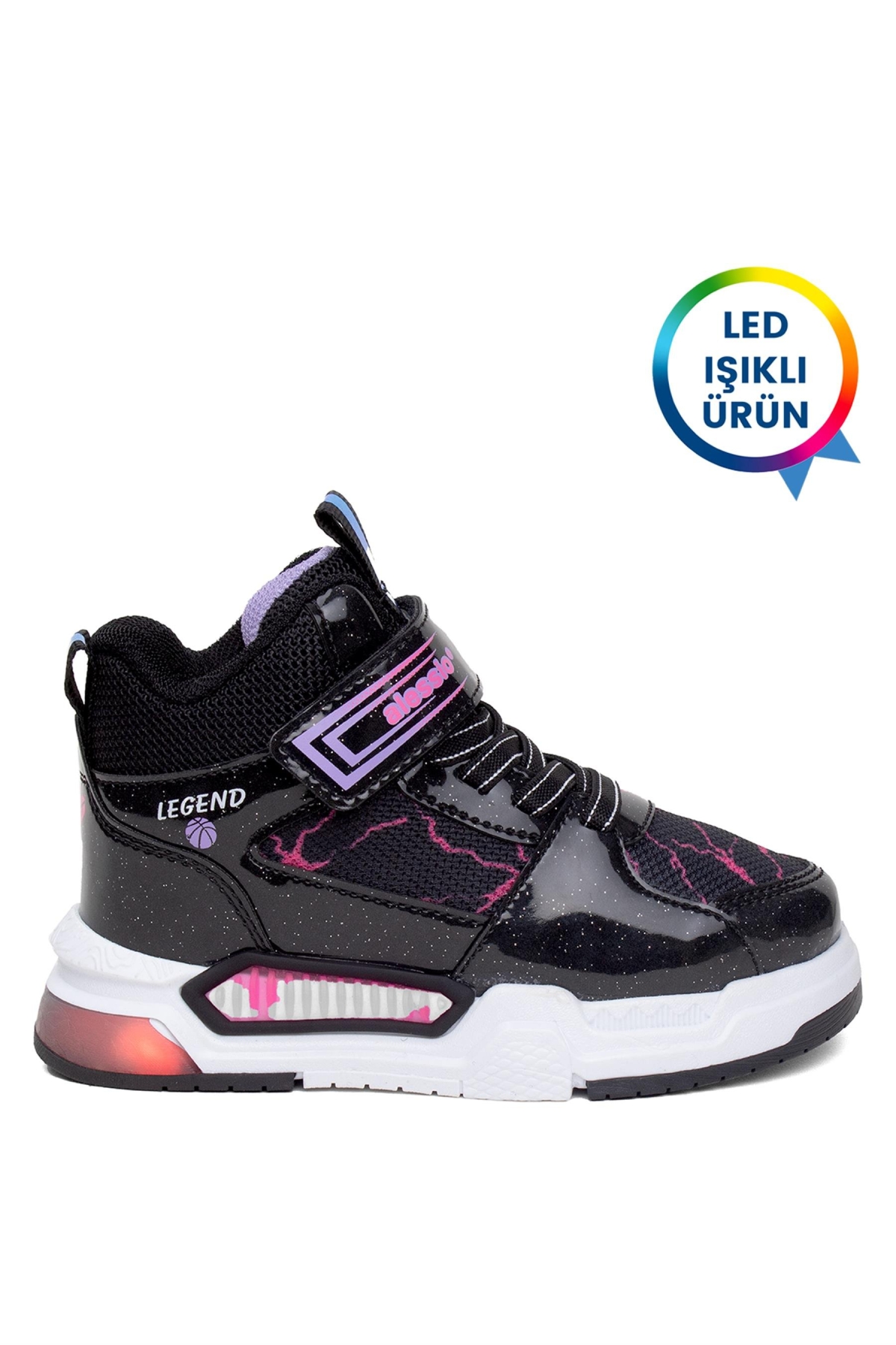 Elit ASCNK042 Patik Kız Çocuk Hi Sneaker Siyah - Lila - Görsel 2