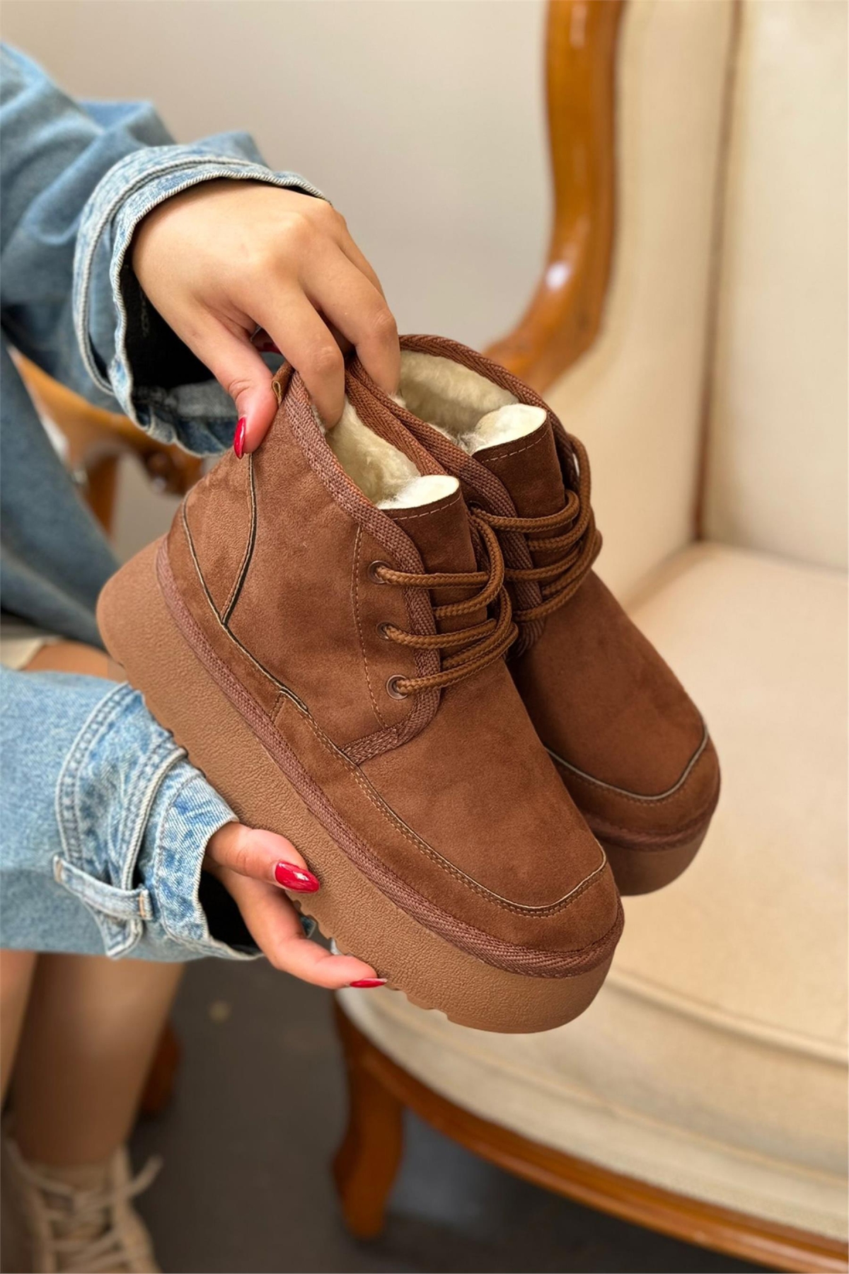 Elit MRT101S Kadın Düz Bot Taba - Görsel 2