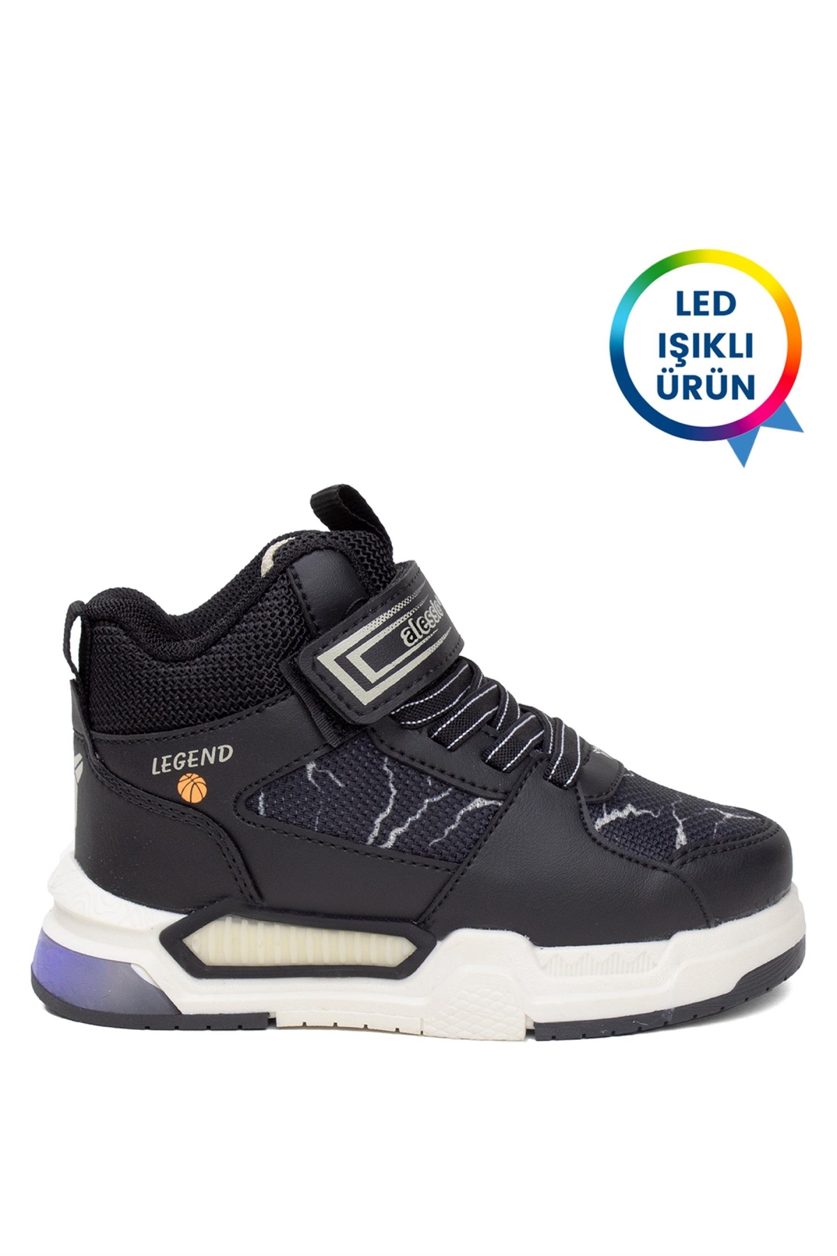 Elit ASCNK042 Patik Erkek Çocuk Hi Sneaker Siyah - Görsel 2