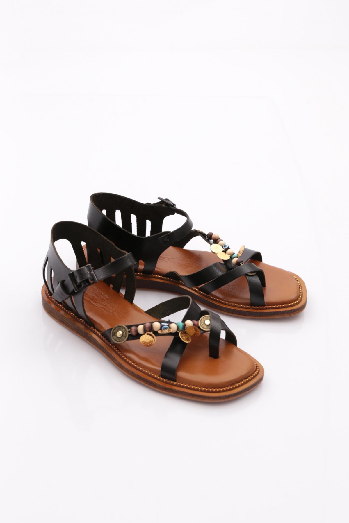 307 Kadin Arkasi Kapali Yildiz Süslemeli Sandalet - Görsel 3