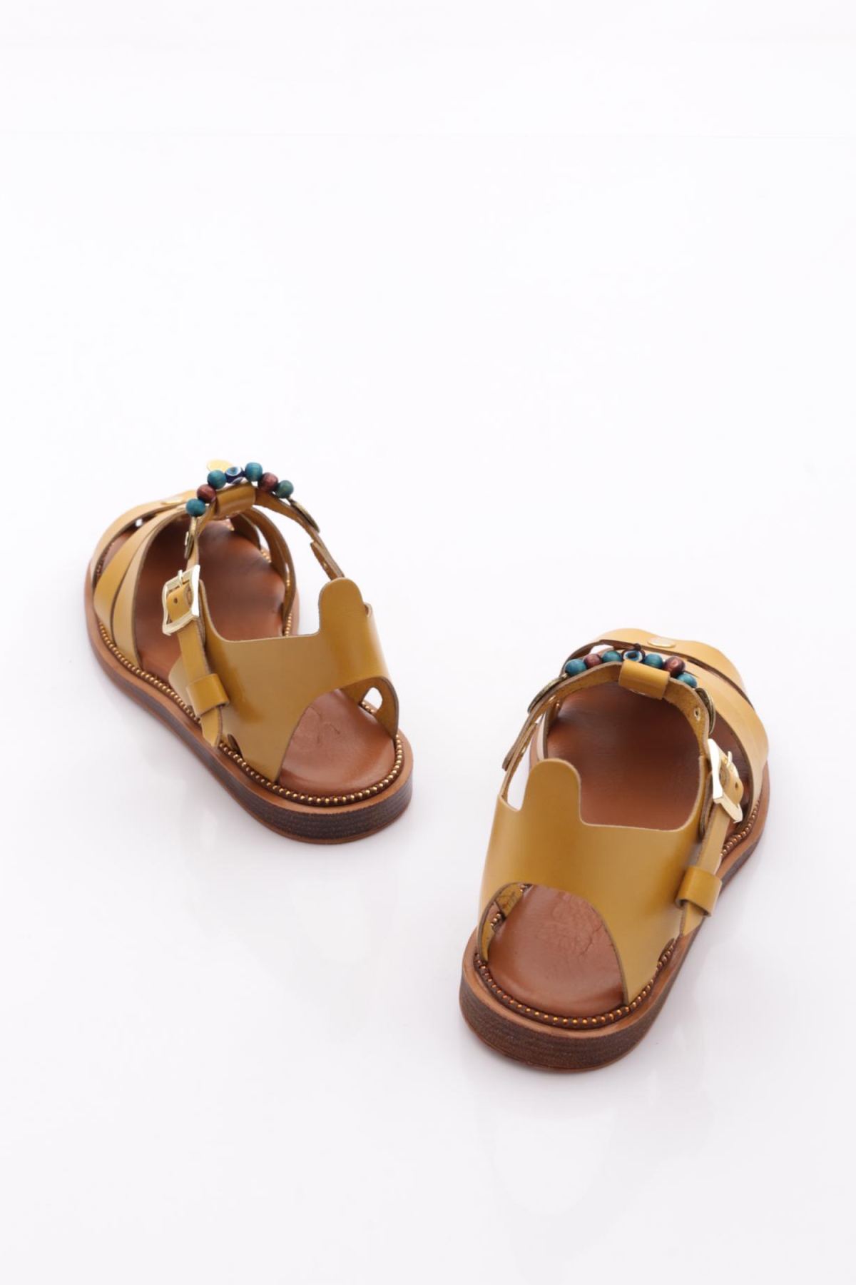 306 Kadin Bilekten Bağlama Boncuklu Sandalet - Görsel 4