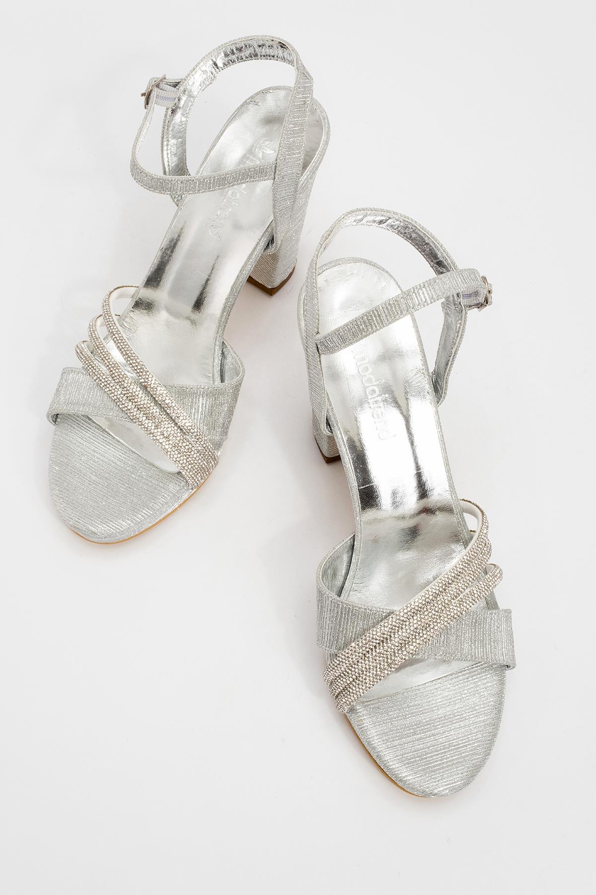Kadıın Topuklu Sandalet GÜMÜŞ SİM - Görsel 6