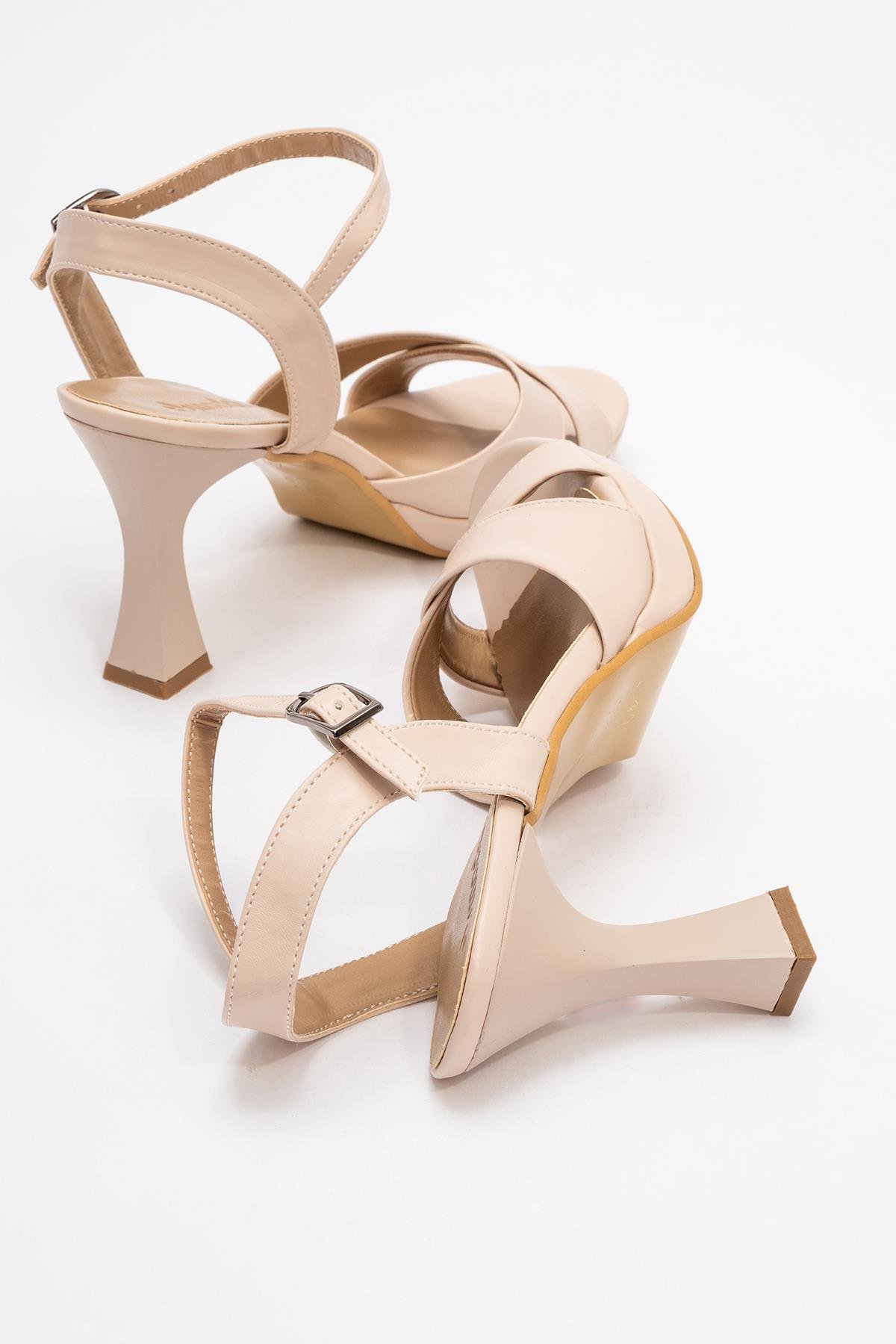 Kadın Çapraz Bantlı Topuklu Sandalet TEN CİLT - Görsel 5