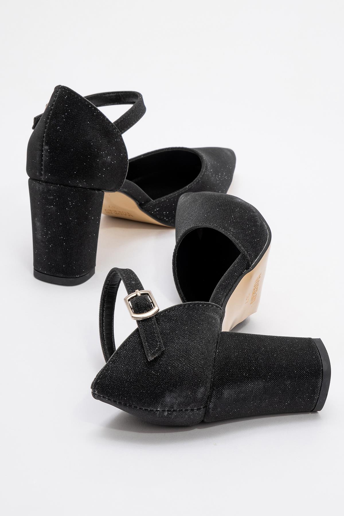 Kadın Tokalı Topuklu Ayakabı SİYAH SİM - Görsel 5