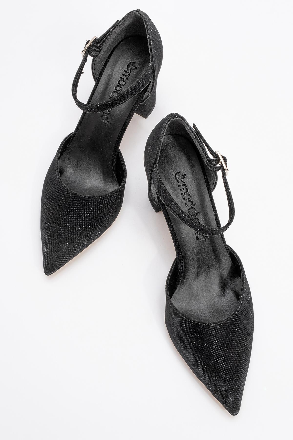 Kadın Tokalı Topuklu Ayakabı SİYAH SİM - Görsel 6