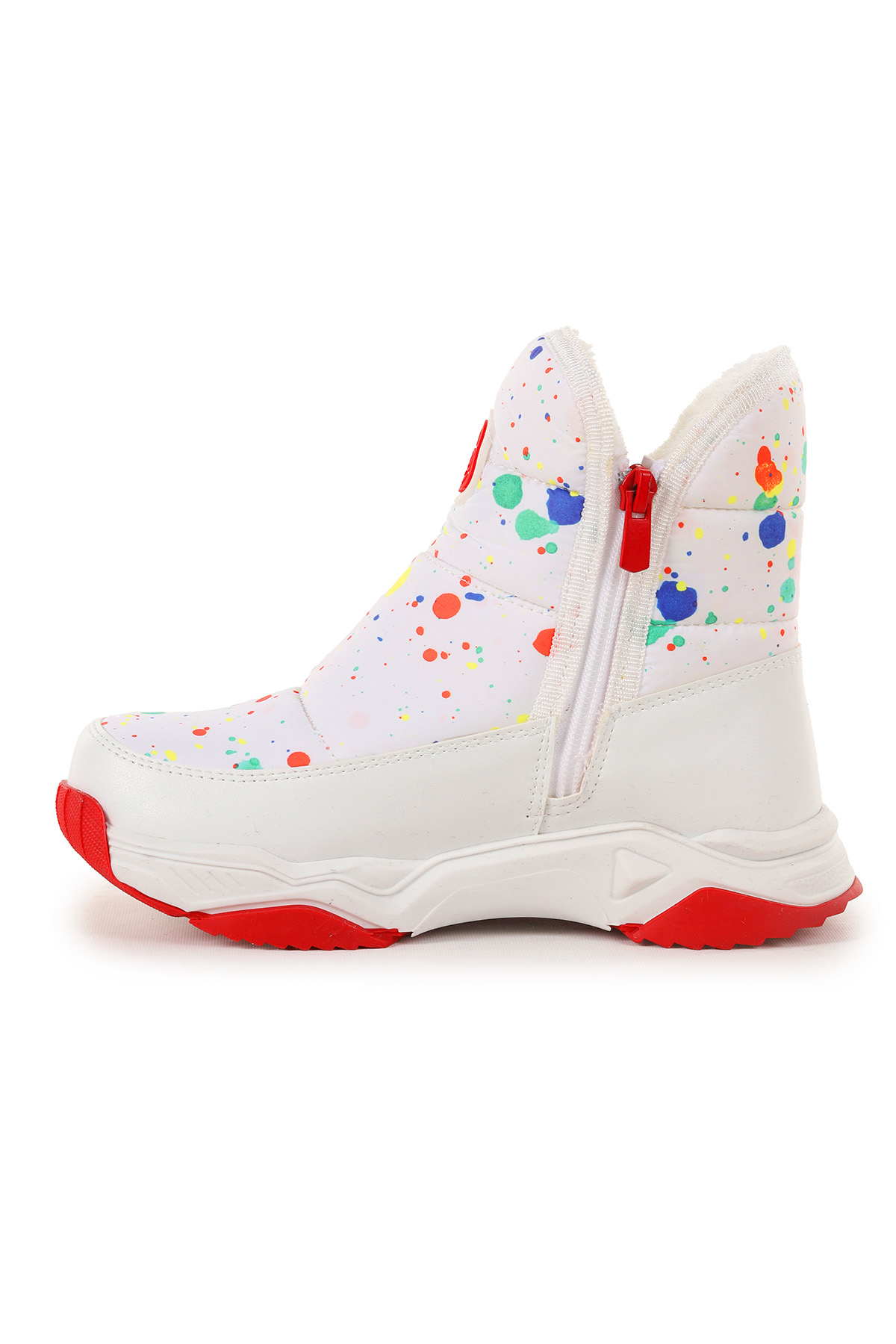 Rocco Fermuarlı Kız Çocuk Kar Botu Beyaz - Kırmızı - Görsel 7