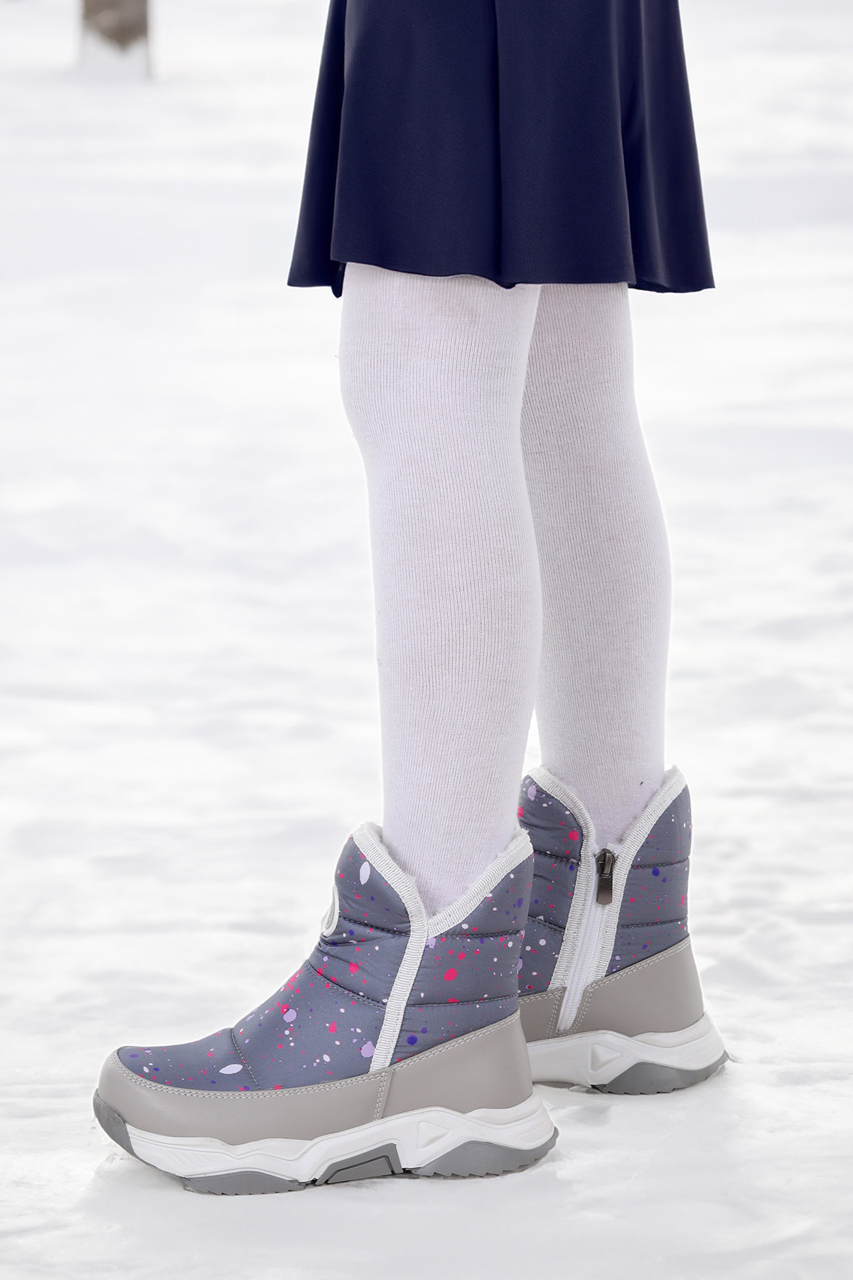 Rocco Fermuarlı Kız Çocuk Kar Botu Füme - Fuşya - Görsel 3