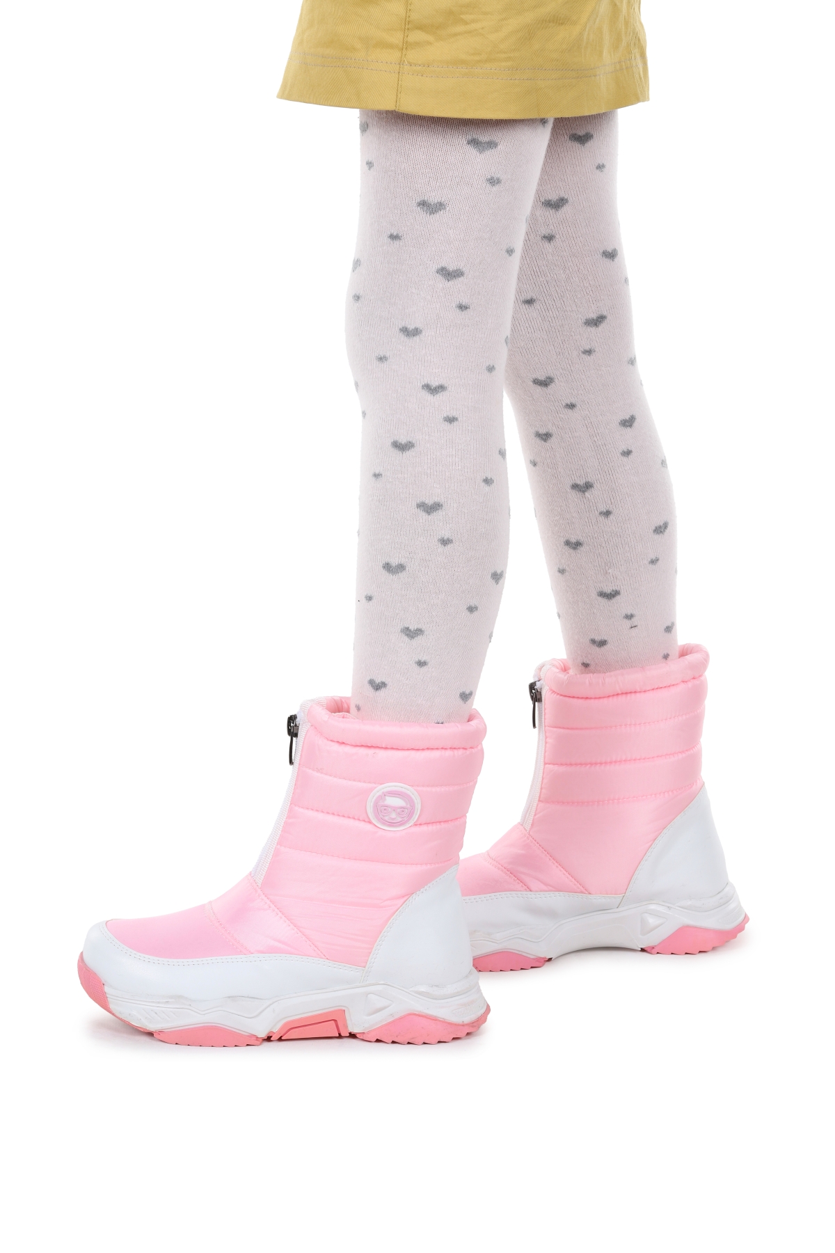 Sumo Fermuarlı Kız Çocuk Kar Botu Pembe - Beyaz - Görsel 3