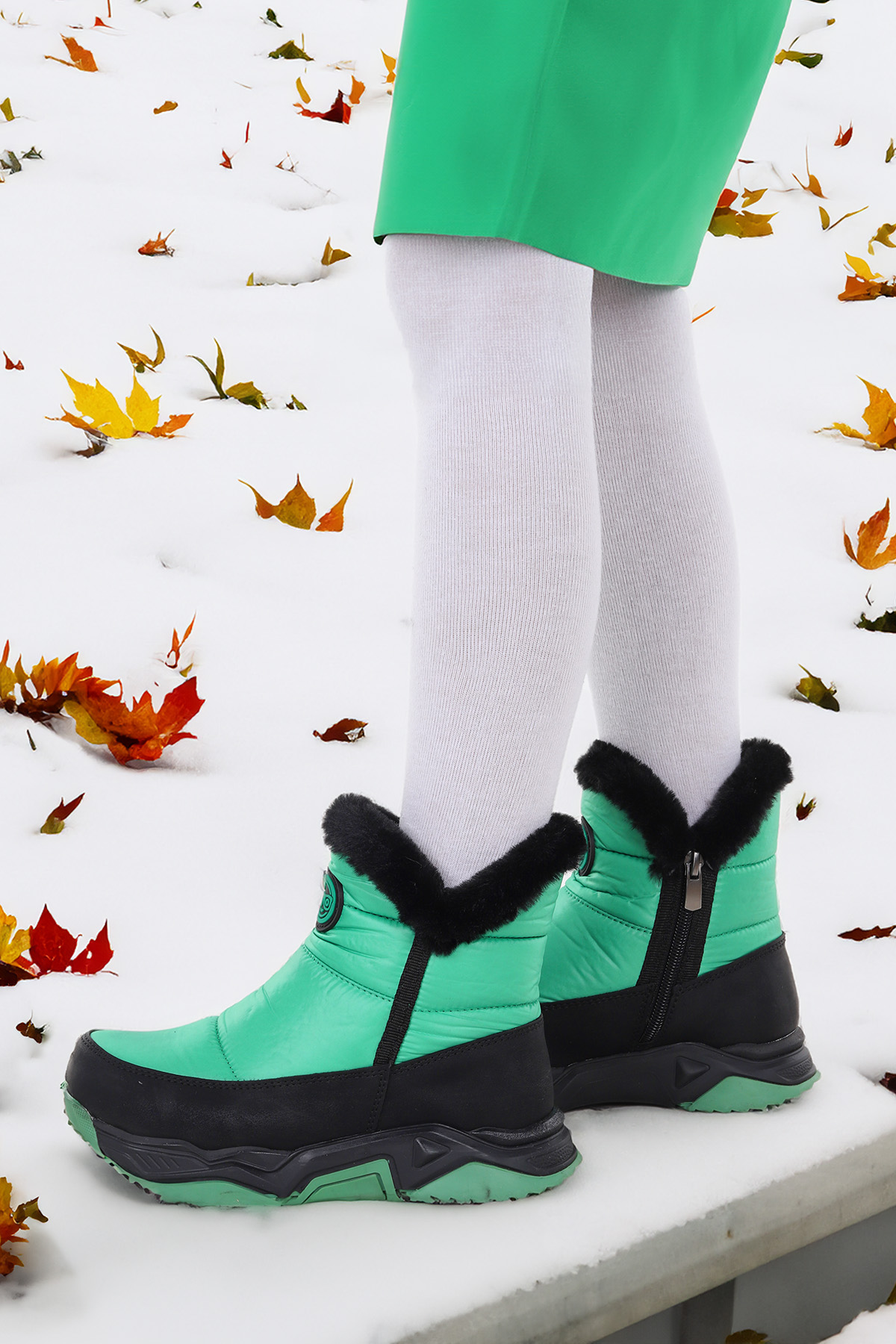 Pamela Fermuarlı Kız Çocuk Kar Botu Yeşil - Görsel 3