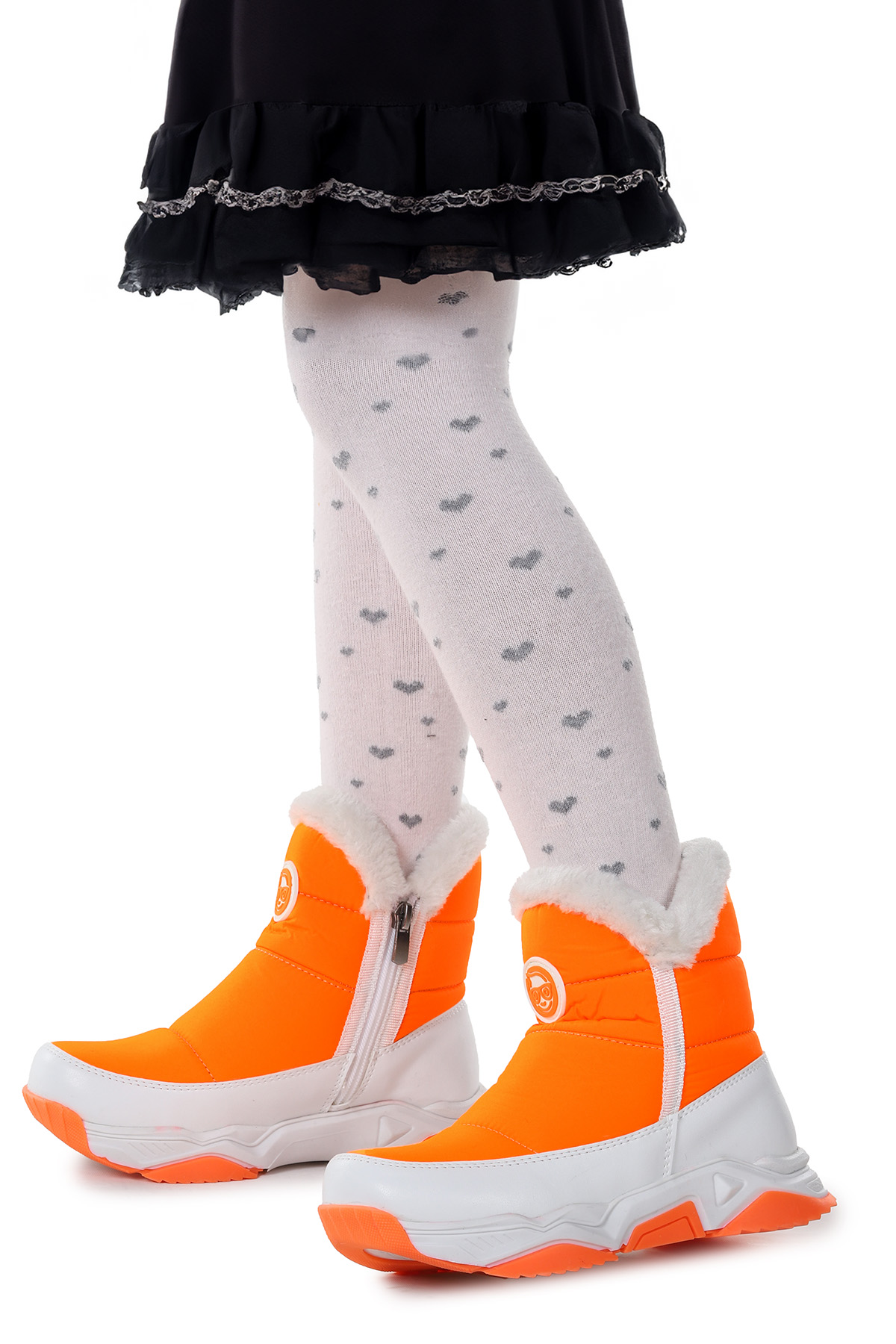 Pamela Fermuarlı Kız Çocuk Kar Botu Turuncu - Görsel 3