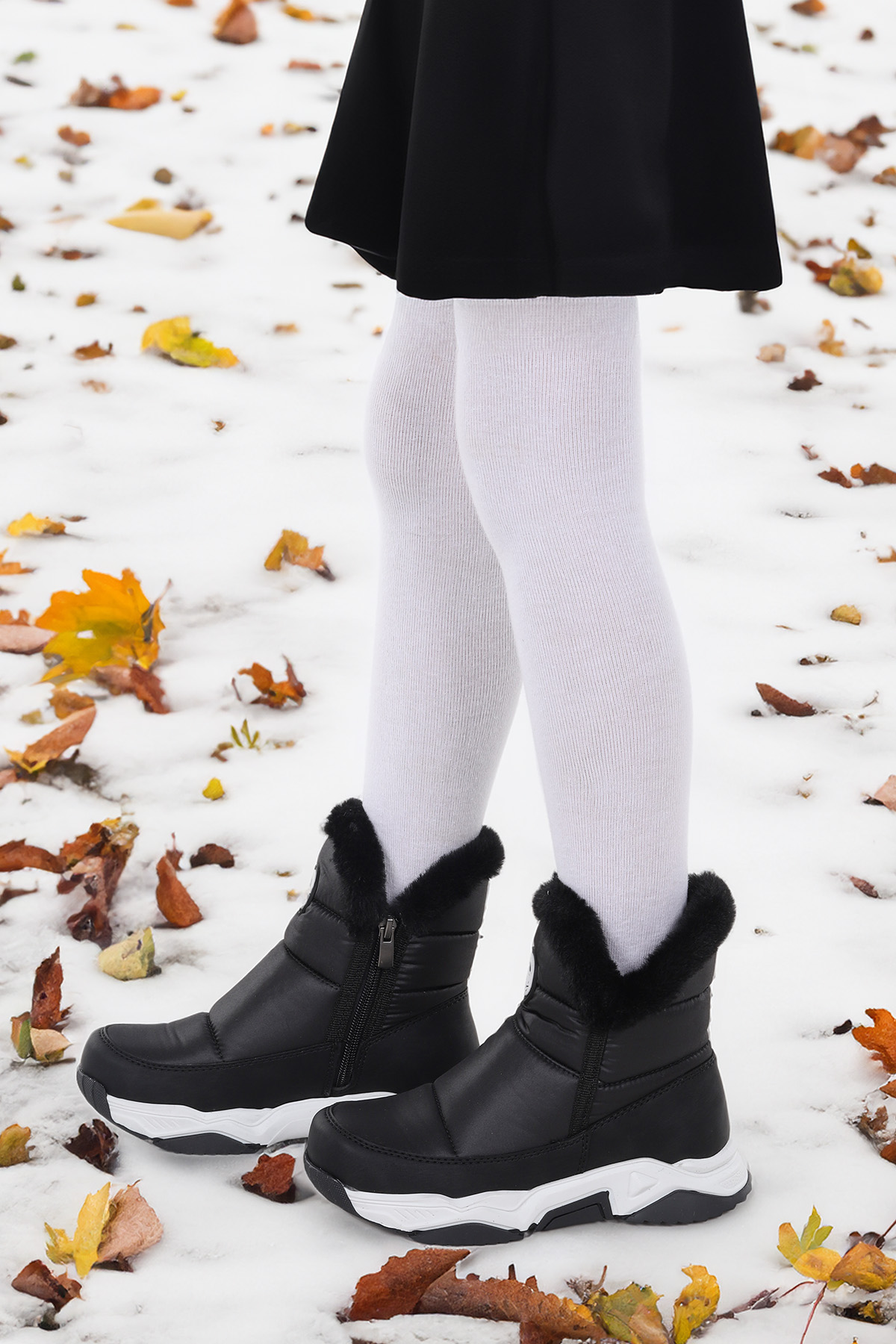 Pamela Fermuarlı Kız Çocuk Kar Botu Siyah - Görsel 3