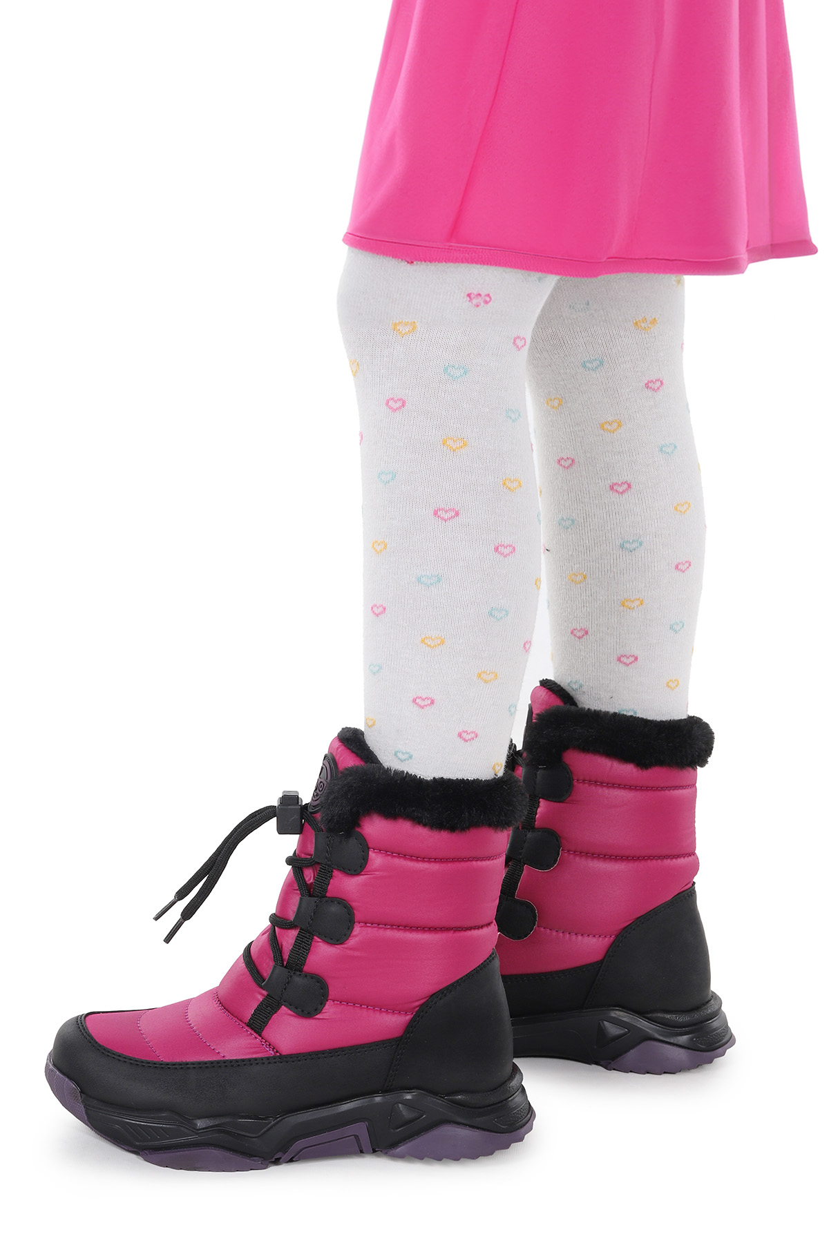 Alison Bağcıklı Kız Çocuk Kar Botu Siyah - Lila - Görsel 3
