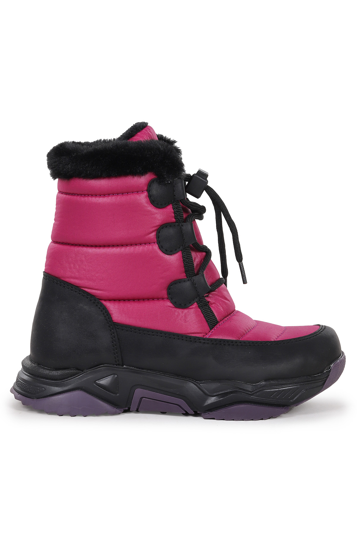 Alison Bağcıklı Kız Çocuk Kar Botu Siyah - Lila - Görsel 4