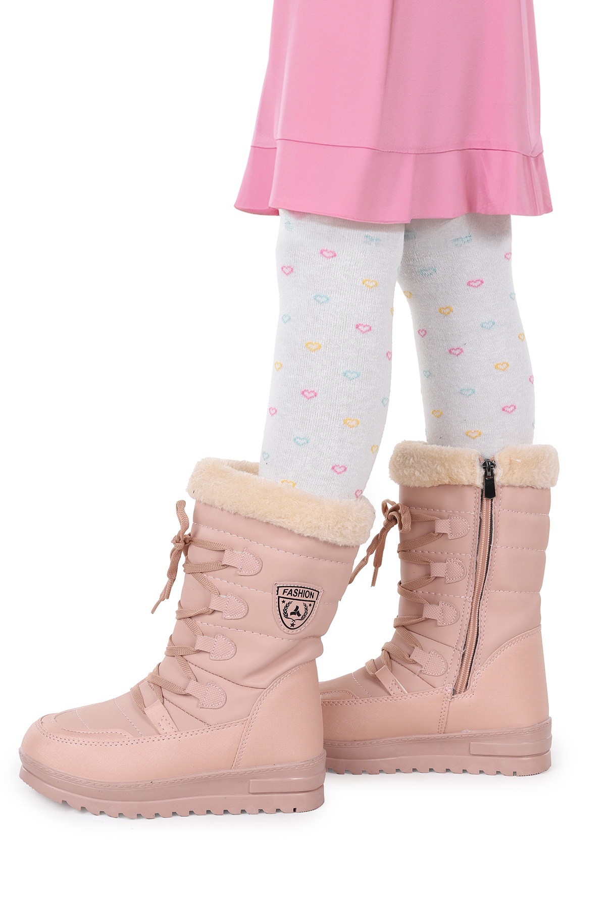 İçi Termal Kürklü Kız Çocuk Kar Botu Ayakkabı Twg 995 Somon - Görsel 3