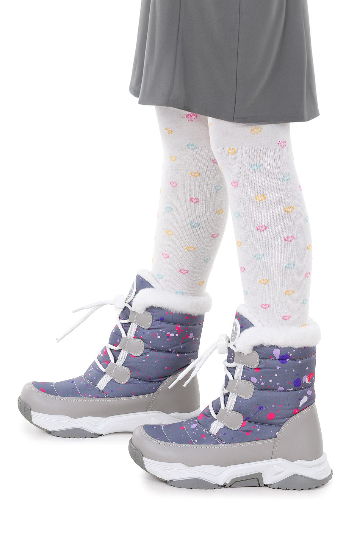 Bambu Bağcıklı Kız Çocuk Kar Botu Füme - Fuşya - Görsel 3