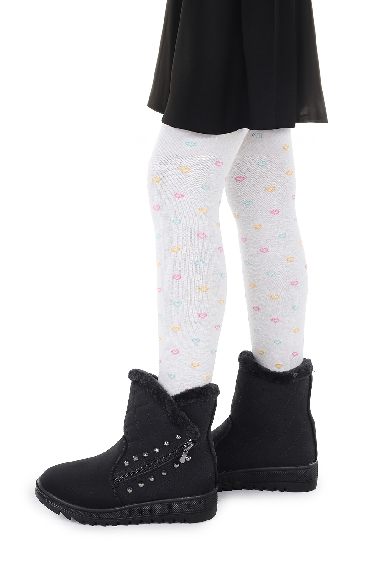 Hezan Fermuarlı Kız Çocuk Bot Ayakkabı Siyah - Siyah - Görsel 3